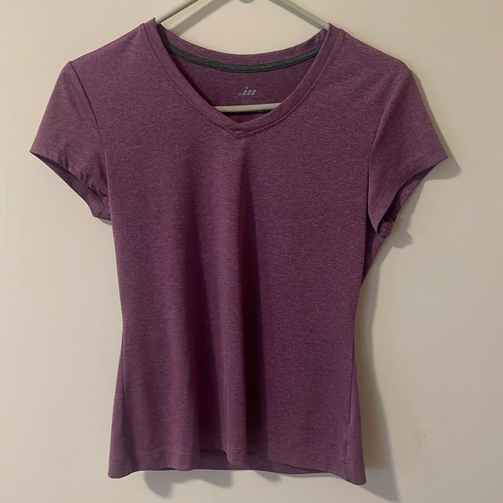 purple V-neck activewear top